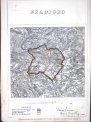 Bradford City Yorkshire Boundary Commission 157-Year-Old Antique Map.