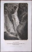 Cumbria Ara Force Gowbarrow Park Antique 223 Years-Old Steel-Engraving-131