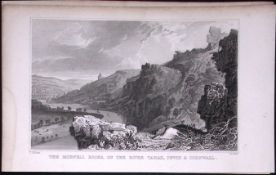 Morwell Rocks River Tamar Devon & Cornwall Antique 193 Years-Old Steel-Engraving-6