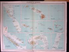 Islands of Oceania Large Coloured Antique Map John Bartholomew