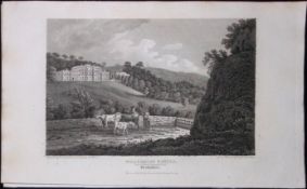 Willersley Castle Cromford Antique 223 Years-Old Georgian Steel-Engraving-293