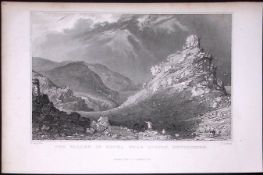 Linton The Valley of Rocks Devonshire Antique 193 Years-Old Steel-Engraving-15