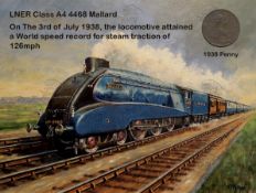 Steam Engine The Mallard 1938 Record Speed Metal Coin Art Display