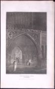 Westminster Hall London Antique 200 Years-Old Steel-Engraving-279