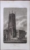 All Saints Church Derby Antique 223 Years-Old Georgian Steel-Engraving-291