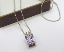 925 Sterling Silver Lilac Gemstone Necklace