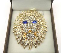 Crystal Lion Head Brooch New With Gift Pouch
