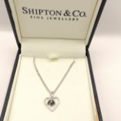 Sterling Silver Blue Sapphire Heart Pendant Necklace New With Gift Box
