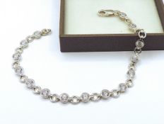 925 Sterling Silver Diamonique Gemstone Bracelet New With Gift Pouch