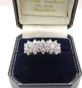 925 Sterling Silver Moissanite Gemstone Cluster Band Ring New With Gift Pouch