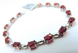 7.61 Carat Mystic Crimson Red Topaz Sterling Silver Bracelet