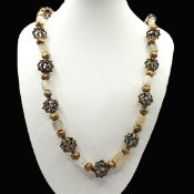 Vintage 22 Inch Artisan Chunky Gemstone Bead Necklace