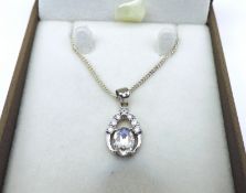 Sterling Silver Gemstone Pendant Necklace New With Gift Pouch