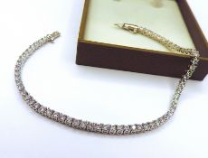 925 Sterling Silver Cubic Zirconia Gemstone Tennis Bracelet New With Gift Box