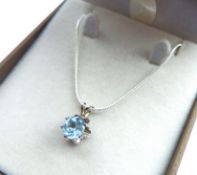 Sterling Silver Blue Topaz Gemstone Necklace