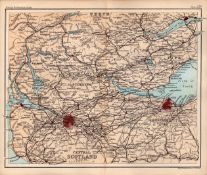 Central Scotland Area Double Sided Antique 1896 Map.-15b