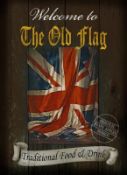 The Old Flag Traditional Style Pub Sign Large Metal Wall Art
