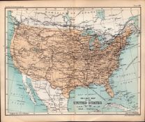 USA Railway Routes Double Sided Victorian Antique 1896 Map. 56