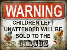 Children left Unattended Warning / Beware Retro Funny Large Metal Wall Art