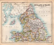 England & Wales Northern Double Sided Victorian Antique 1898 Map-11