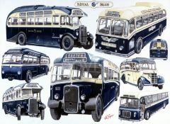 Royal Blue Dorset The Royal Blue Bus Nostalgic Montage Metal Wall Art