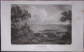 View of Northampton Antique 216 Years-Old Georgian Steel-Engraving-302