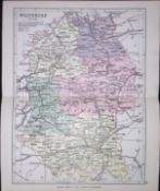 County of Wiltshire 1895 Antique Victorian Coloured Map.