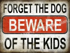 Beware of The Children Warning / Beware Retro Funny Large Metal Wall Art