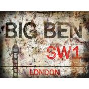 Big Ben The Heart Of Iconic London Street Sign Metal Wall Ar