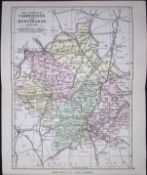 County Of Cambridgeshire 1895 Antique Victorian Coloured Map.