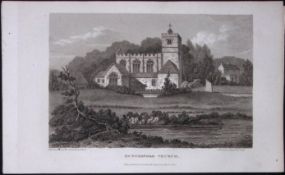 Hungerford Church Berkshire Antique 225 Years-Old Georgian Steel-Engraving-313.