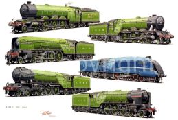 Top Links LNER Steam Trains Montage Large Metal Wall Art