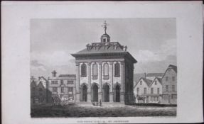 Abingdon Town Hall Oxfordshire Antique 212 Years-Old Steel-Engraving-314.