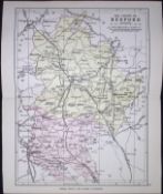County Of Bedfordshire 1895 Antique Victorian Coloured Map