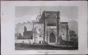 St Albans Church Herts Antique 218 Years-Old Georgian Steel-Engraving-303