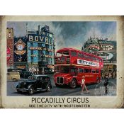 Iconic Red Routemaster Bus Piccadilly Circus London Large Metal Wall Art
