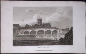 The City of Worcester Antique 211 Years-Old Georgian Steel-Engraving-326.
