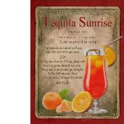 Tequila Sunrise Vintage Retro Style Cocktail Recipe Large Metal Wall Art
