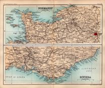 Normandy & the Riviera Double Sided Antique 1896 Map-21