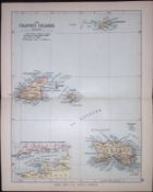 The Channel Islands 1895 Antique Victorian Coloured Map.