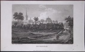 Town of Buckingham Bucks Antique 225 Years-Old Georgian Steel-Engraving-318.