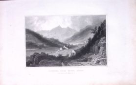 Wales Snowdon From Capel Curic Antique 166-Year-Old Steel Engraving-20