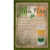 Irish Flag Authentic Style Cocktail Recipe Large Metal Wall Art