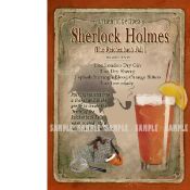 Sherlock Holmes Vintage Retro Style Cocktail Recipe Large Metal Wall Art