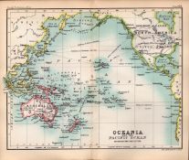 Oceania & Pacific Ocean Double Sided Victorian Antique 1896 Map. 68