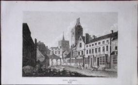 St Albans High Street Herts Antique 218 Years-Old Georgian Steel-Engraving-304