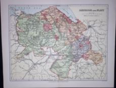 Wales Denbigh & Flint Detailed 1894 Coloured Antique 130 Years-Old Map.