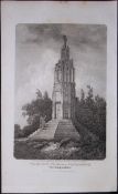 Queens Cross Northampton Antique 216 Years-Old Georgian Steel-Engraving-301