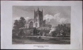 Kidderminster Church Worcester Antique 211 Years-Old Georgian Steel-Engraving-324.
