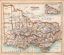 Victoria State Australia Double Sided Victorian Antique 1896 Map. 71